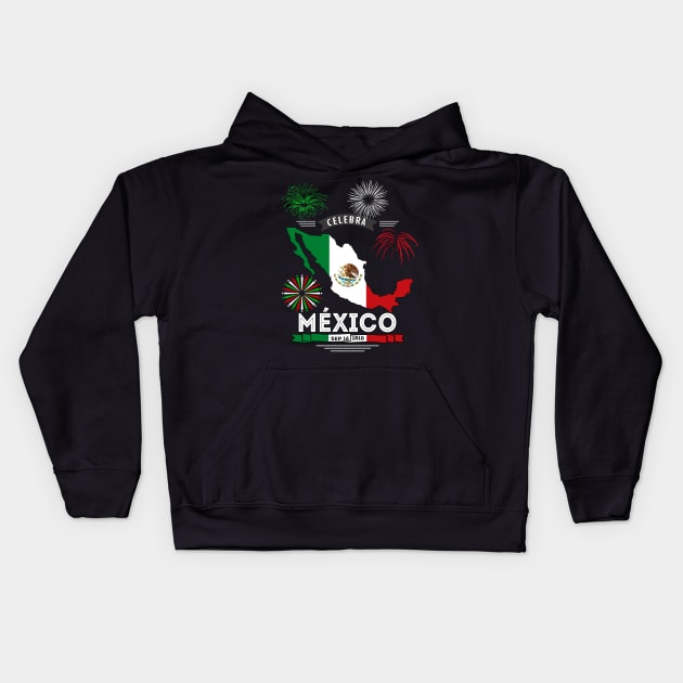 Celebrando Mexico Playera de la Independencia de Mexico Mexican Independence Day Kids Hoodie by soccer t-shirts